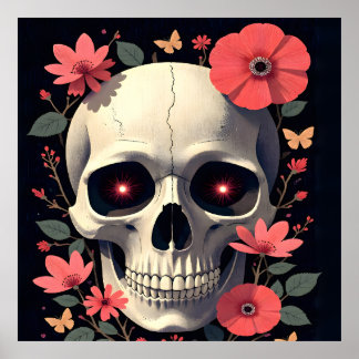 Gotisk blomskalle - Stilisad skalle Poster
