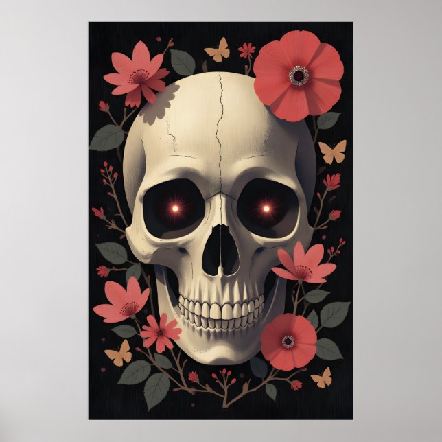 Gotisk blomskalle - Stilisert skalle Poster (Framsidan)