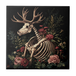 Gotisk blomster hjortskelett kakelplatta