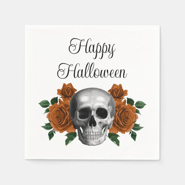 Gotisk blomster skalle Halloween Pappersservett (Framsidan)