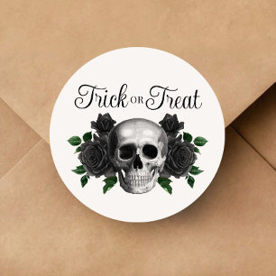 Gotisk blomster skalle trick or treat Halloween Runt Klistermärke