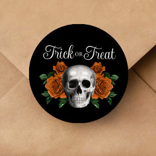 Gotisk blomster skalle trick or treat Halloween Runt Klistermärke