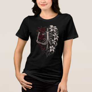 🌹💀 Gotisk blomster skelett hjärta T Shirt