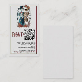 Gotisk blomster skelett par QR bröllop RSVP-kort Tilläggskort