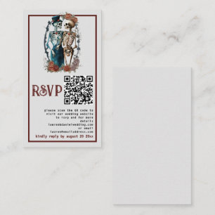 Gotisk blomster skelett par QR bröllop RSVP-kort Tilläggskort
