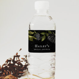 Gotisk blomsterbröllopsfest vattenflaskor etikett