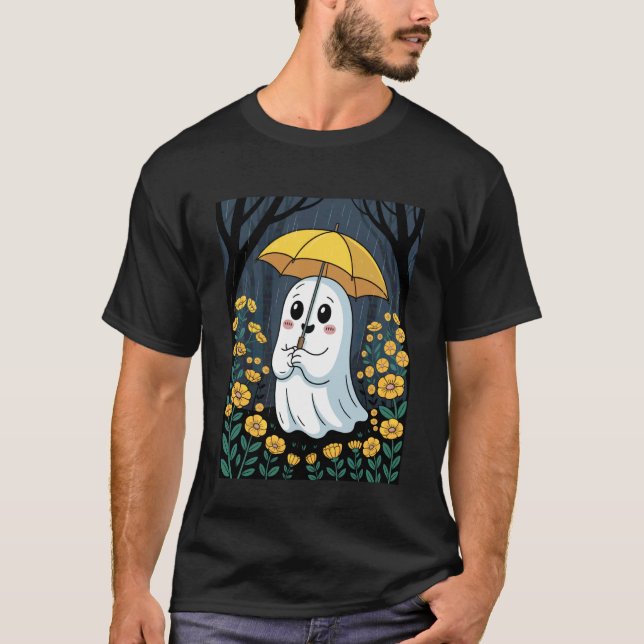 Gotisk blomsterlig fantom som håller paraply Hallo T Shirt (Framsida)