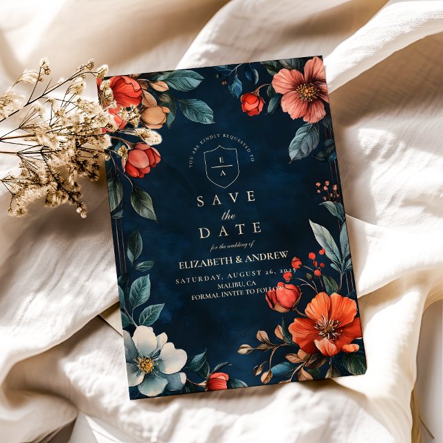 Gotisk blomsterrik höstbröllop spara datumet (Skapare uppladdad)