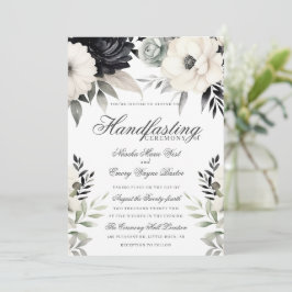 Gotisk blomsterrik mörk boho svart kräm handfastni inbjudningar