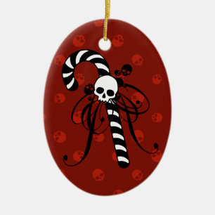 Gotisk candy cane julgransprydnad keramik