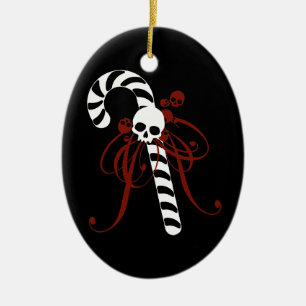 Gotisk candy cane julgransprydnad keramik