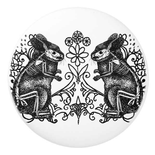 Gotisk Chinchilla Anatomi Keramisk Knapp Knopp (Framsidan)