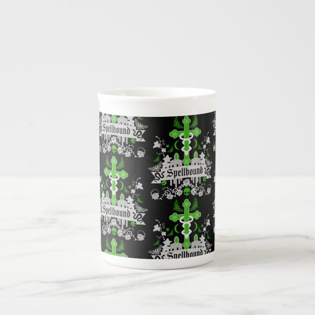 gotisk dekorativ benporslin mugg (Framsidan)