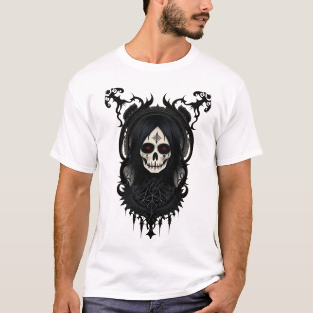 gotisk design med röd ögon T-Shirt (Framsida)