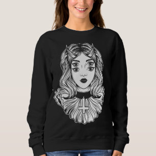 Gotisk Djävulsflicka Satanisk Goth Ockult Ockultis T Shirt
