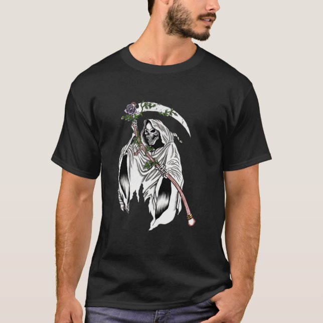 Gotisk Dödgrövare med Lila Ros T Shirt (Framsida)
