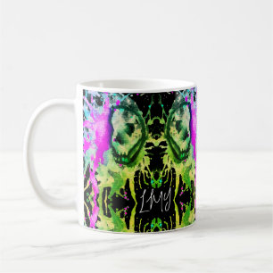 Gotisk dödskalle akvarell Halloween neon konst    Kaffemugg