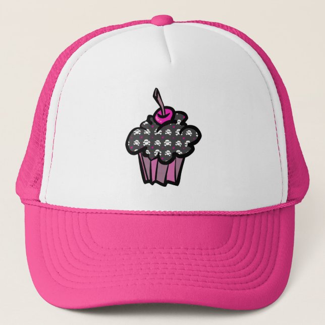 gotisk dödskalle korslagda ben cupcake keps (Framsida)
