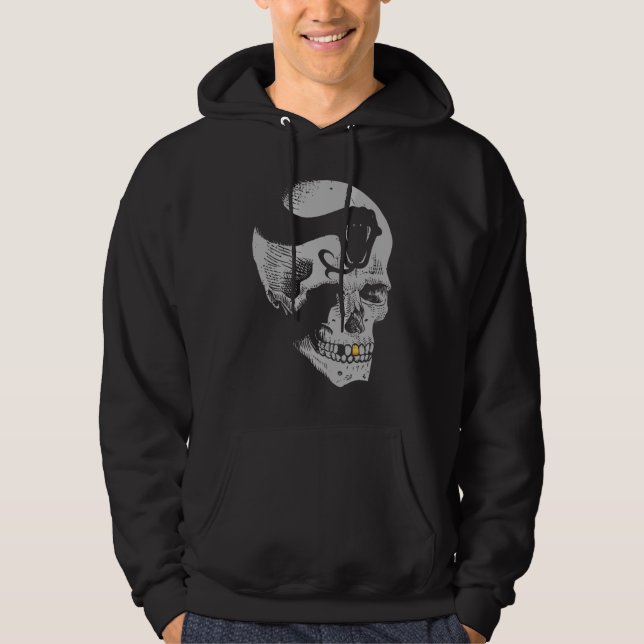 Gotisk dödskalle med orm hoodie (Framsida)