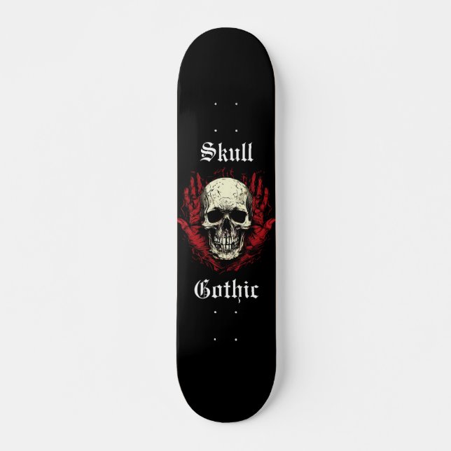 Gotisk dödskalle mini skateboard bräda 18,5 cm (Framsida)