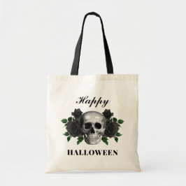Gotisk dödskalle och svarta rosor Gott Halloween Tygkasse