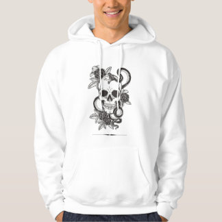 Gotisk dödskalle & orm med blommor hoodie | Vintag