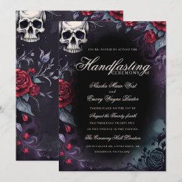 Gotisk dödskalle & rosor lila svart Handfasting Inbjudningar