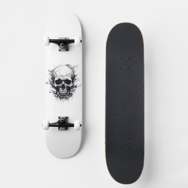 Gotisk dödskalle skelett mini skateboard bräda 18,5 cm (Framsida)