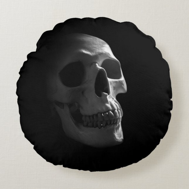Gotisk Dödskalle Skräck Goth Död Rund Kudde (Framsidan)
