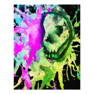 Gotisk Dödskalle Vattenfärg Halloween Konst Design Fototryck