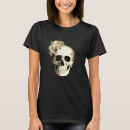 Gotisk dödskalle vita rosor svarta t shirt