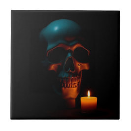 Gotisk dödskalleljusstake Halloween keramisk kakel