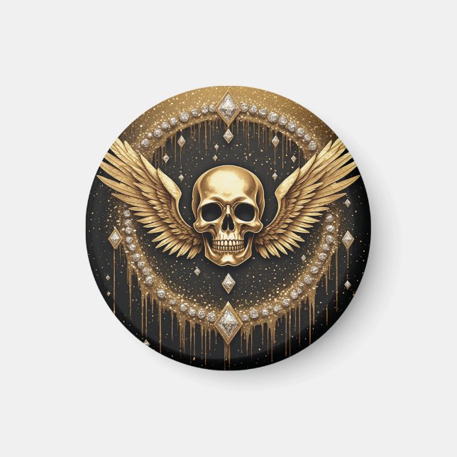 💎 Gotisk Dödskallevinge-logotyp för alternativa g Magnet (Framsidan)