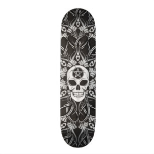 Gotisk döskallar - svart mini skateboard bräda 18,5 cm