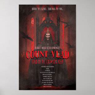 Gotisk Dracula Greve Vlad Skräckaffisch Poster