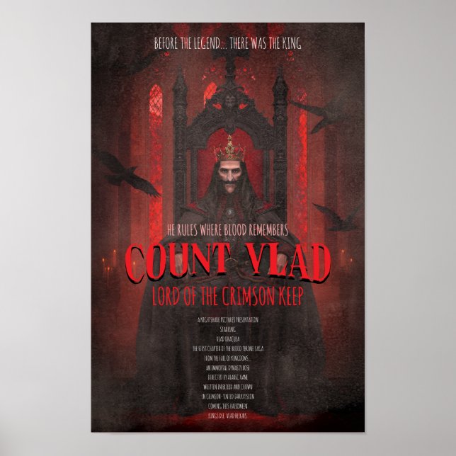 Gotisk Dracula Greve Vlad Skräckaffisch Poster (Framsidan)