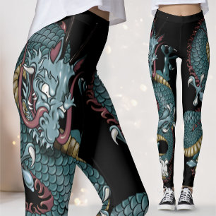 Gotisk drak tatuering på svart leggings