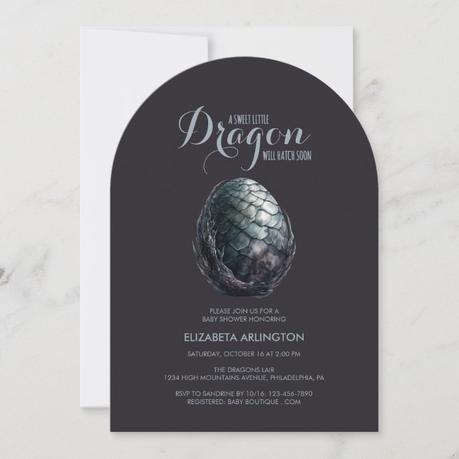 Gotisk drakäggs-baby shower-inbjudan inbjudningar (Framsida)