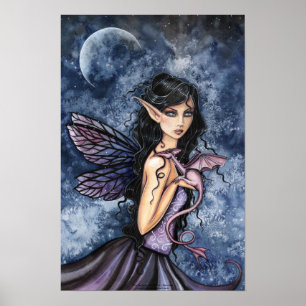 Gotisk drakälva konstaffisch av Molly Harrison Poster