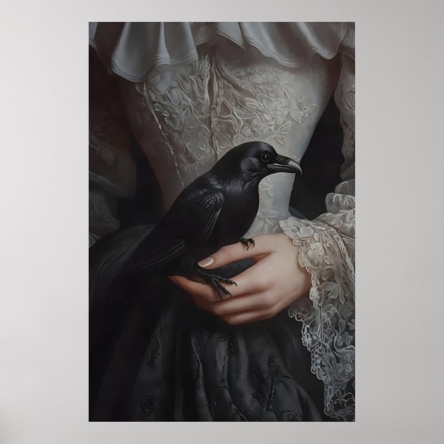 Gotisk dyster korp tryck, kråkporträtt vägg poster (Framsidan)