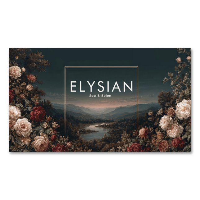 Gotisk dyster ros flodlandskap guldram magnetiska visitkort (Framsida)