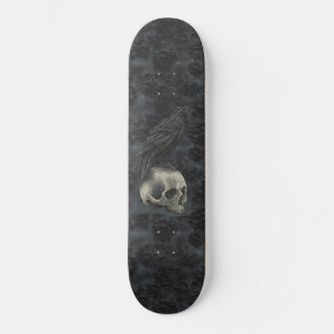 Gotisk Edgar Poe Kråka Skalle Mörk Mini Skateboard Bräda 18,5 Cm