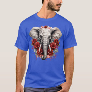 Gotisk Elefant Vilda Skogsdjur Rosor flicka T Shirt