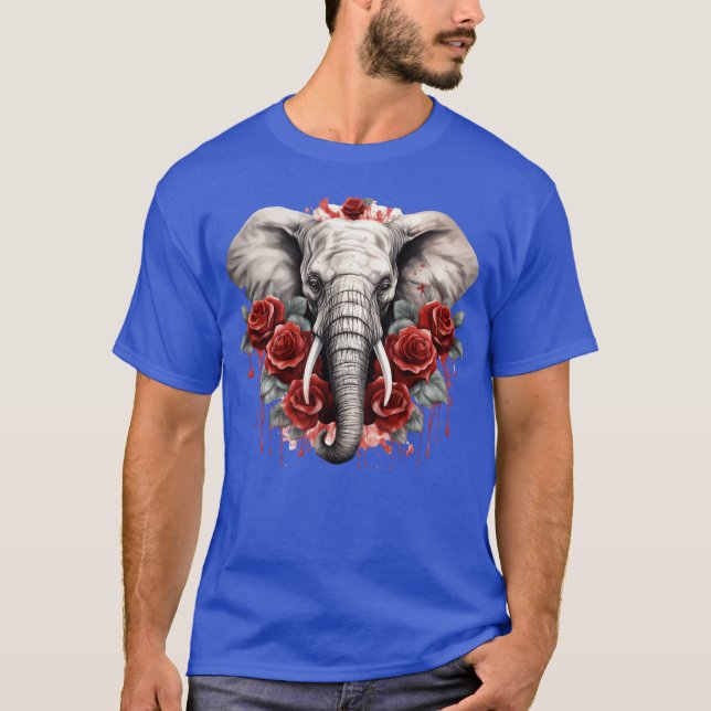 Gotisk Elefant Vilda Skogsdjur Rosor flicka T Shirt (Framsida)