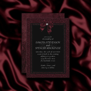 Gotisk Elegans   Vingranat Mörk Dyster Bordeaux Inbjudningar