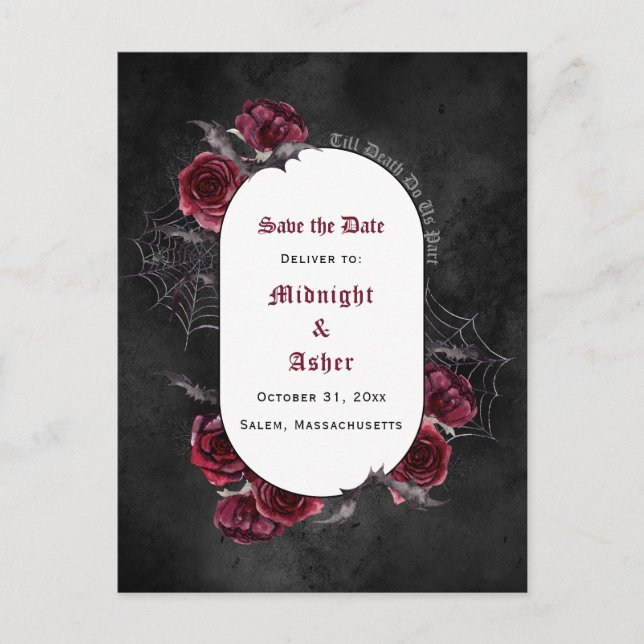 Gotisk Elegant Tills Döden Skiljer Oss Åt Rädda Da Meddelande Vykort (Framsida)