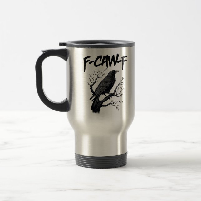 Gotisk F-Caw-F Humor Kråka Roligt Essential Cool U Resemugg (Vänster)