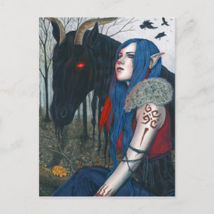 Gotisk Fantasy Art Postkort Pooka Häst Alv Vykort
