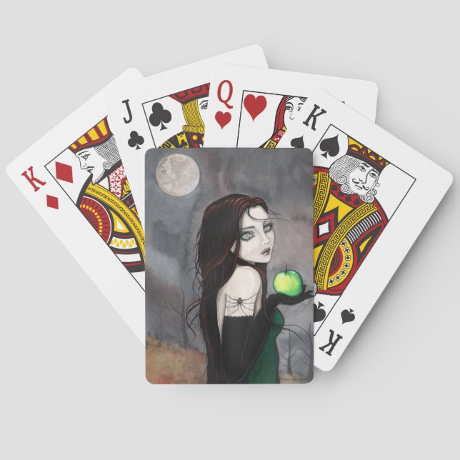 Gotisk Fantasykonst Kvinna med Äpple Casinokort (Baksidan)