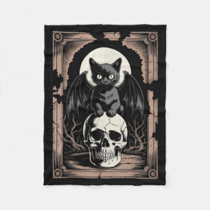 Gotisk fladdermus katt skalle goth black metal skr fleecefilt